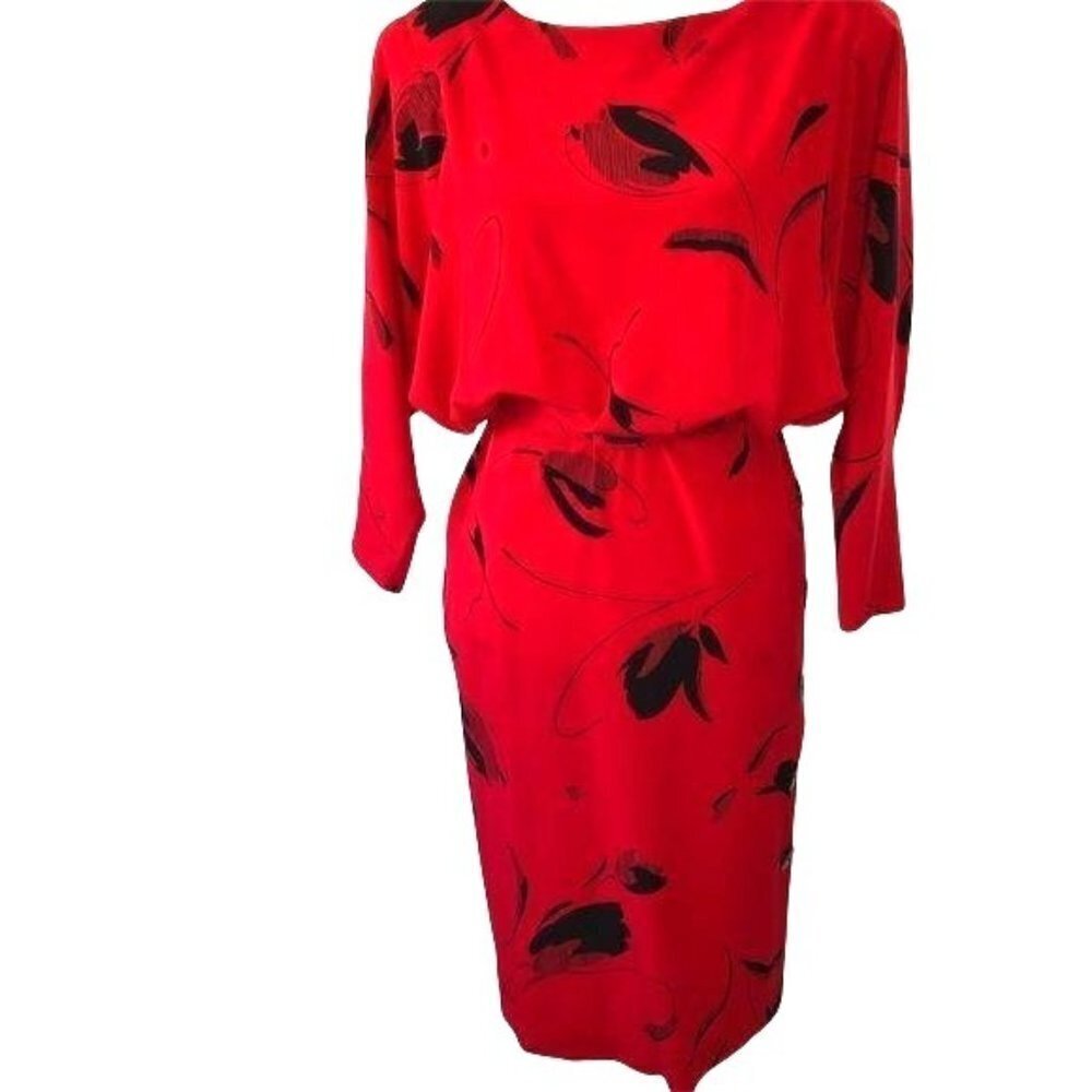 On The Rocks Dress Size 3 Juniors Womens Vintage Red Black Elastic Waist Belt
